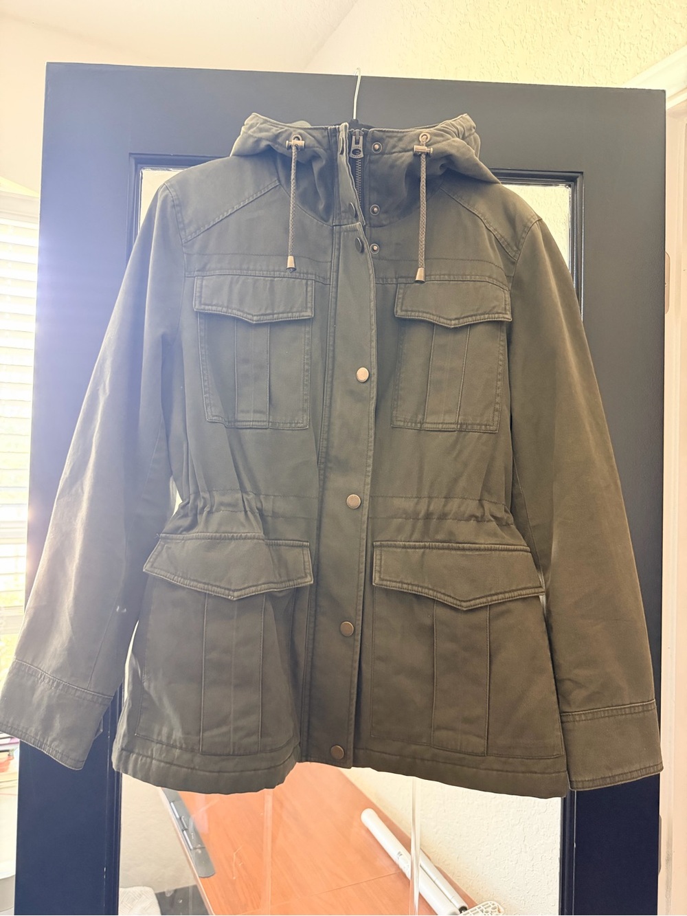Lucky Brand Olive Green Hooded Utility Jacket